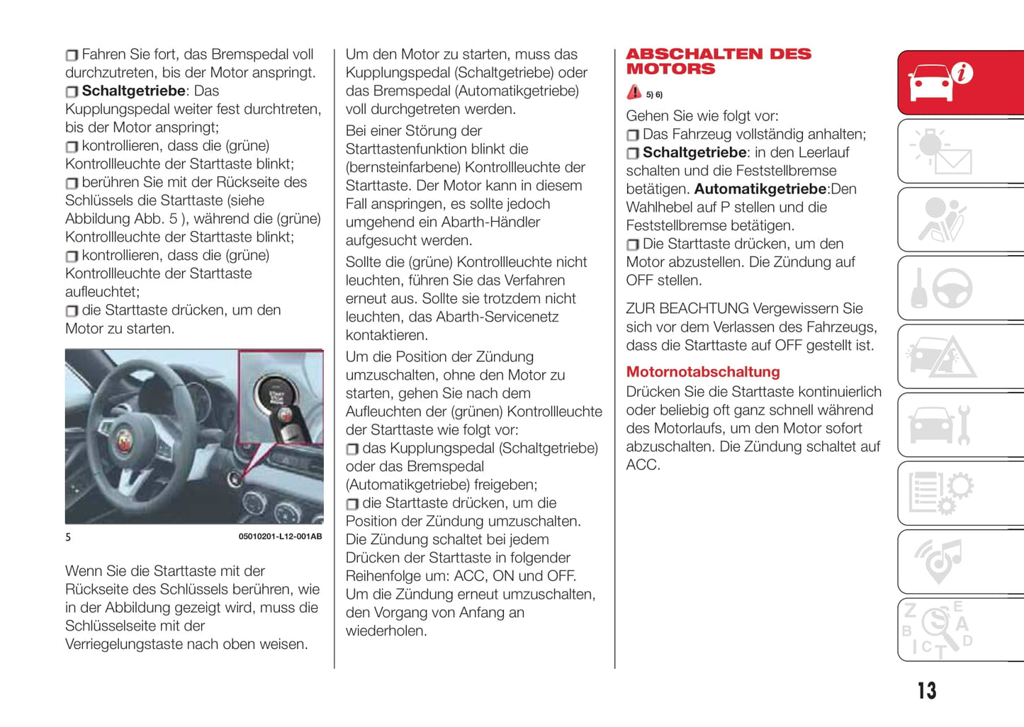 2016-2017 Abarth 124 Spider Owner's Manual | German