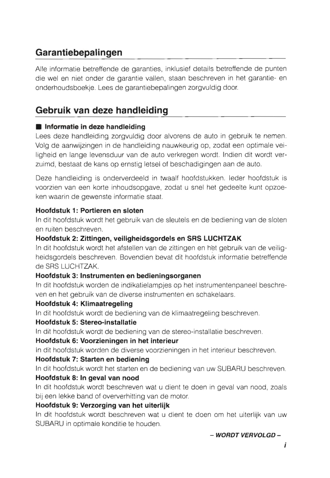 1993-1998 Subaru Impreza Manuel du propriétaire | Néerlandais