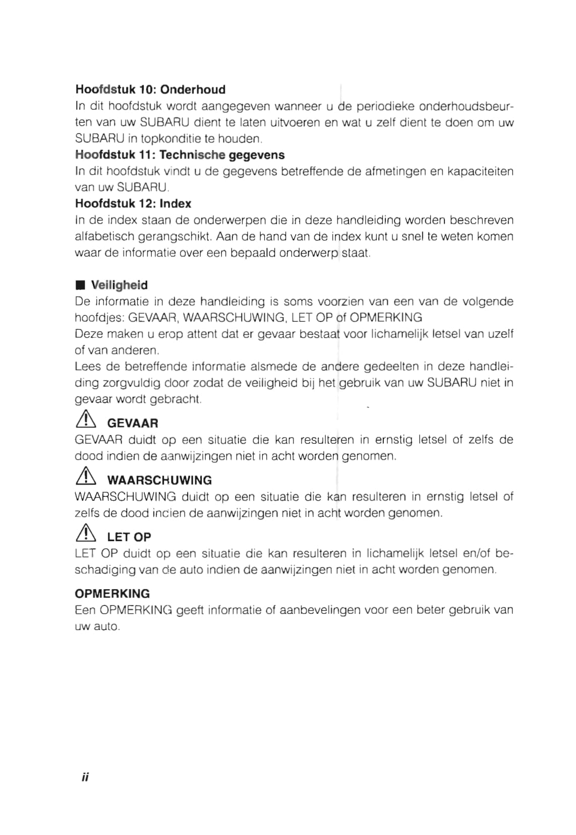 1993-1998 Subaru Impreza Manuel du propriétaire | Néerlandais