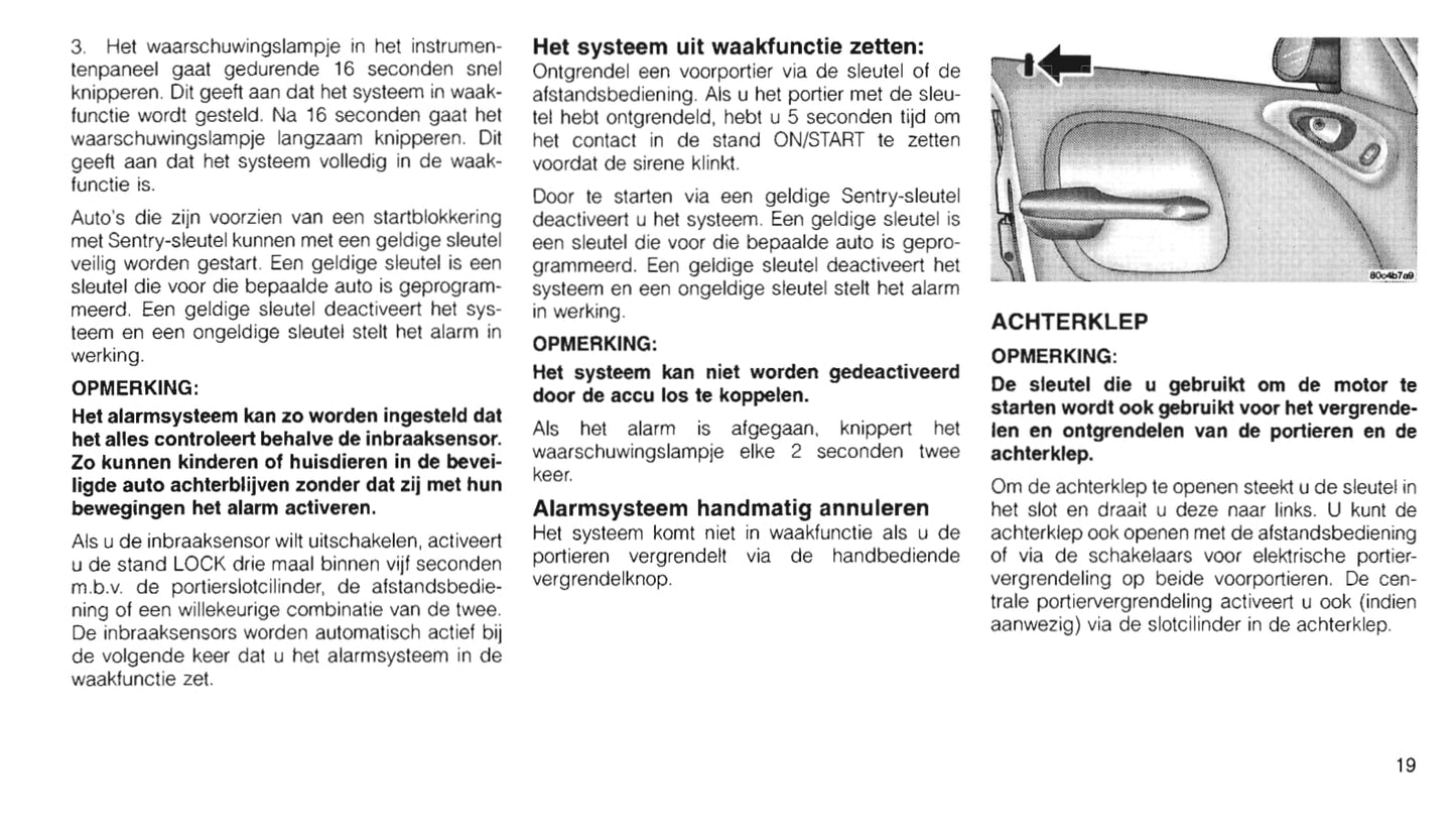 2000-2006 Chrysler PT Cruiser Bedienungsanleitung | Niederländisch