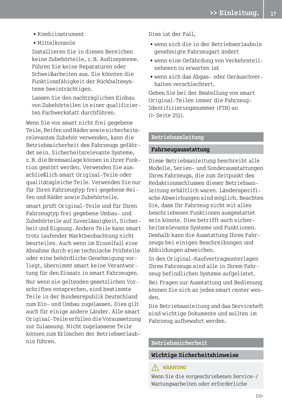 2014-2016 Smart Fortwo Owner's Manual | German