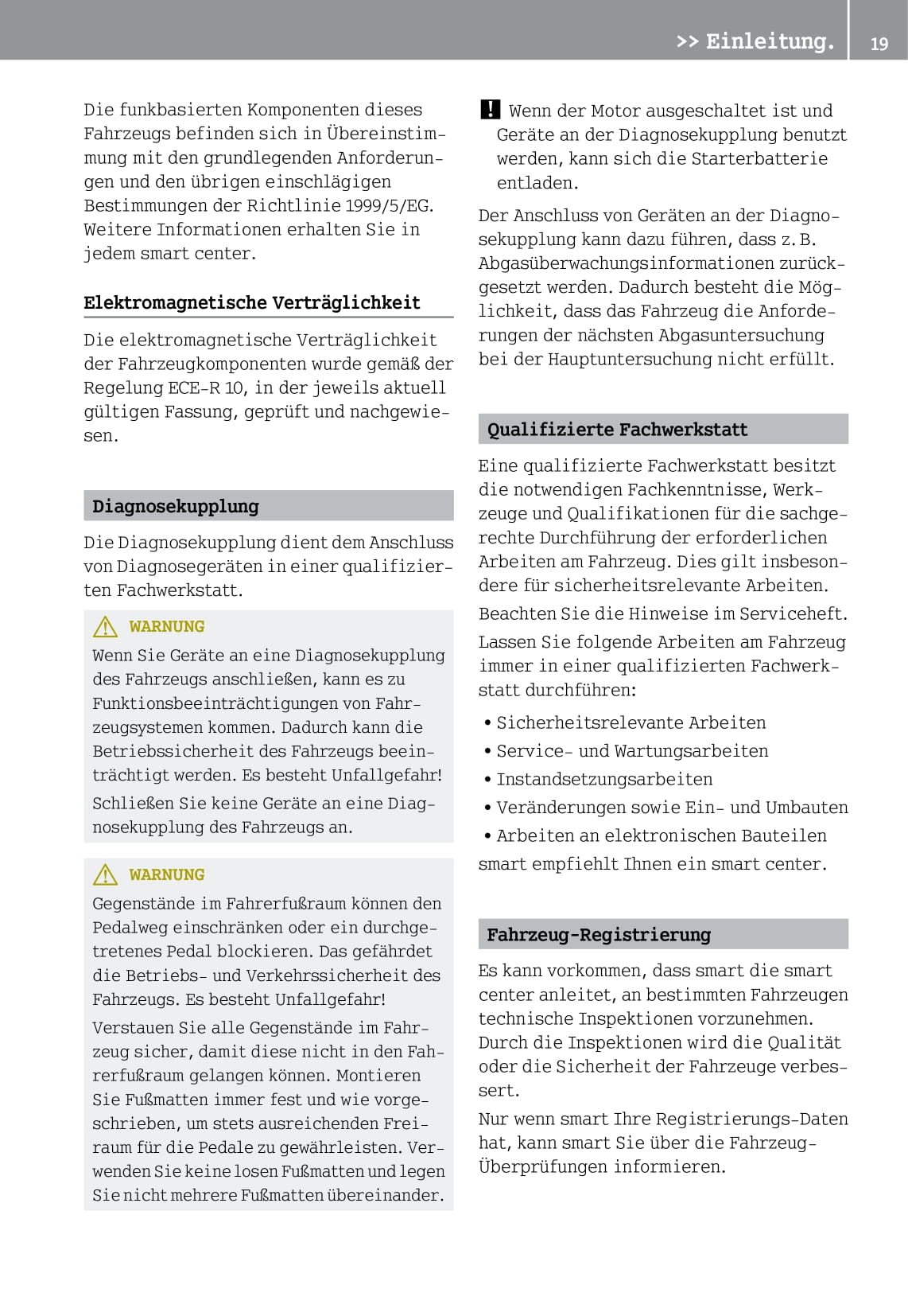 2014-2016 Smart Fortwo Owner's Manual | German