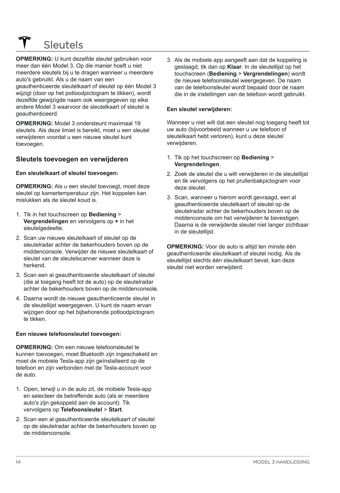 2020 Tesla Model 3 Owner's Manual | Dutch