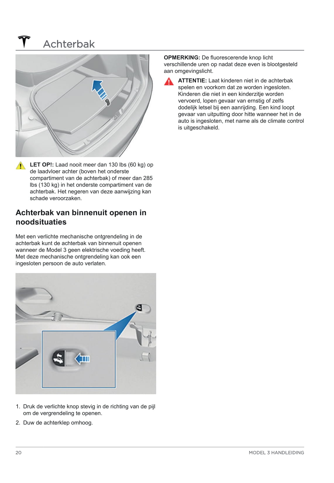 2020 Tesla Model 3 Owner's Manual | Dutch
