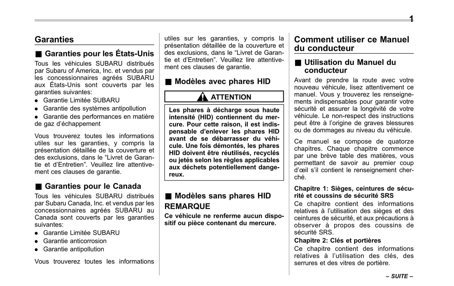 2010-2014 Subaru Impreza Manuel du propriétaire | Français