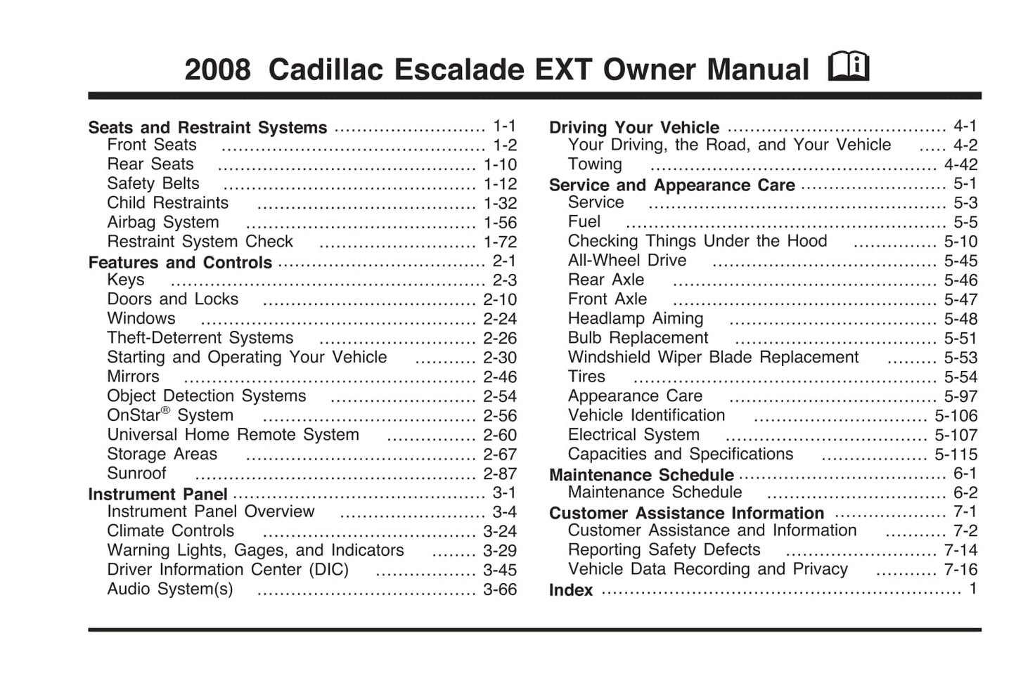 2008 Cadillac Escalade Manuel du propriétaire | Anglais
