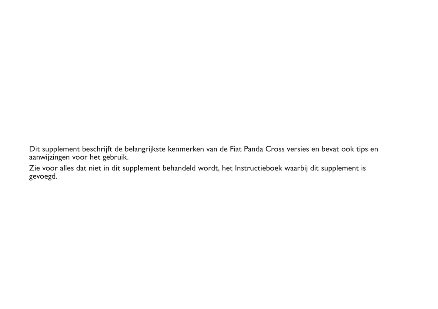 2014-2015 Fiat Panda Cross Bedienungsanleitung | Niederländisch
