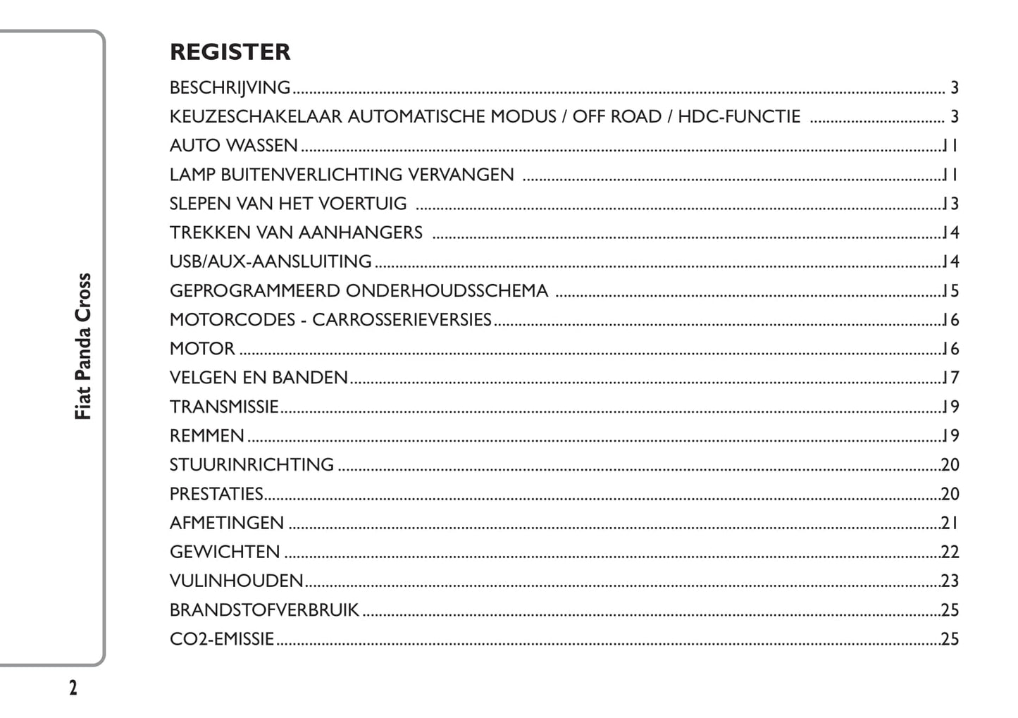 2014-2015 Fiat Panda Cross Bedienungsanleitung | Niederländisch