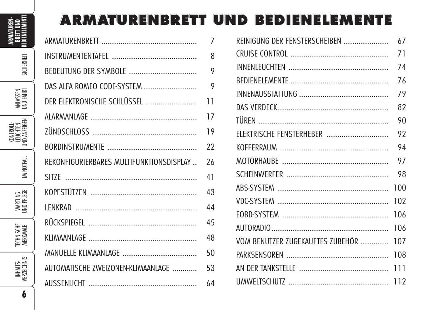 2006-2008 Alfa Romeo Spider Gebruikershandleiding | Duits