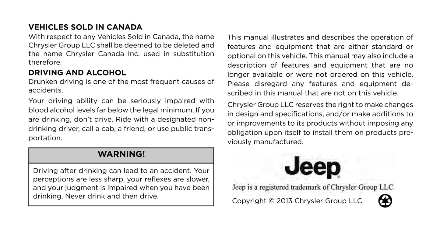 2014 Jeep Grand Cherokee Manuel du propriétaire | Anglais