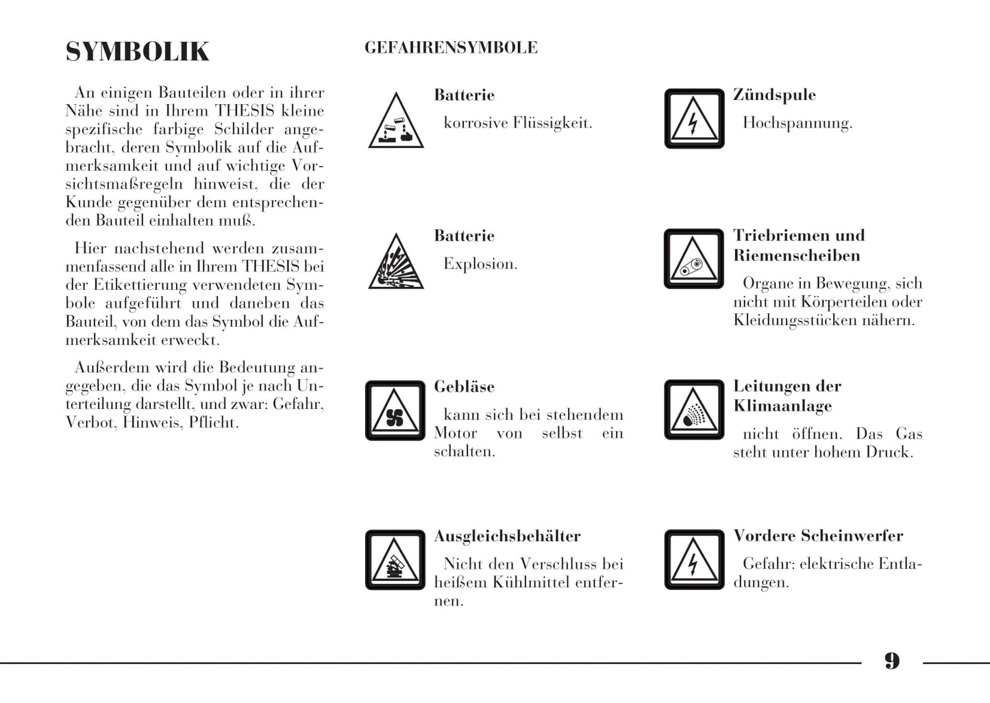 2002-2008 Lancia Thesis Owner's Manual | German