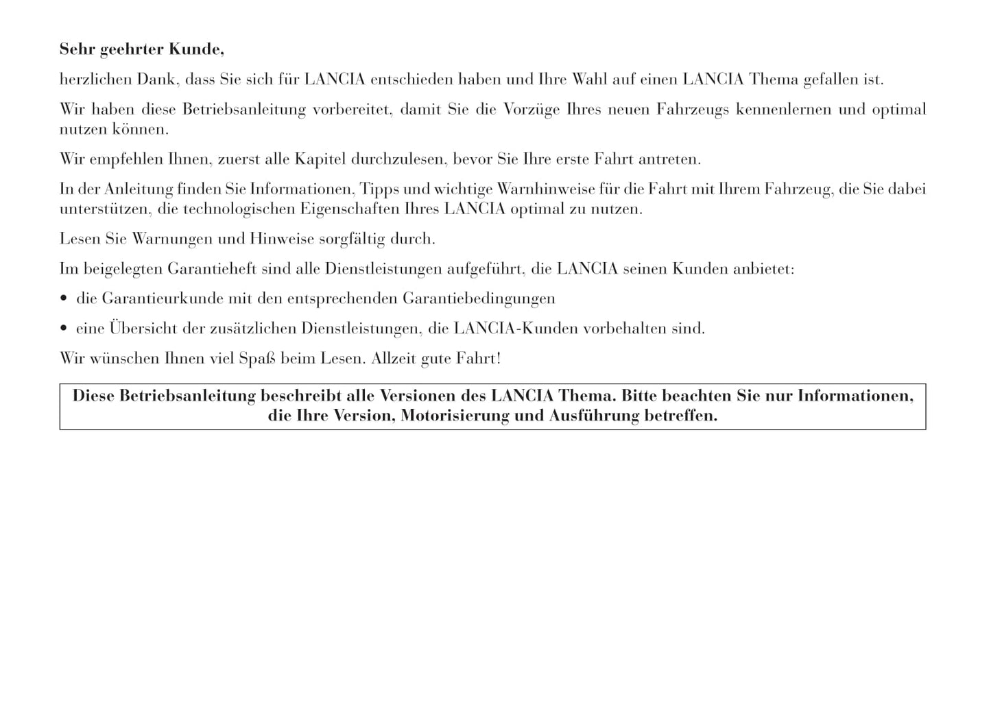 2011-2014 Lancia Thema Owner's Manual | German