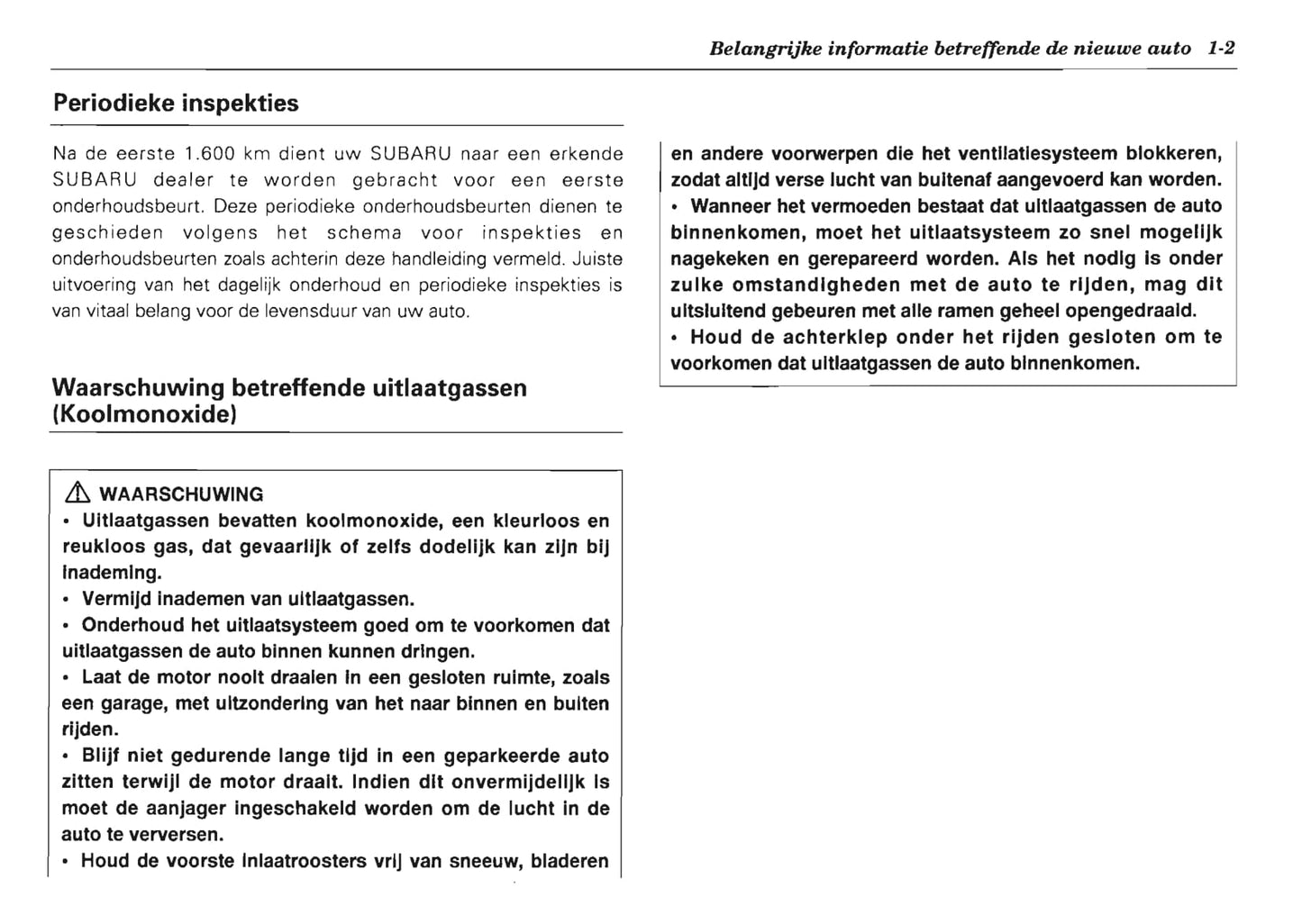 1995 Subaru Vivio Gebruikershandleiding | Nederlands