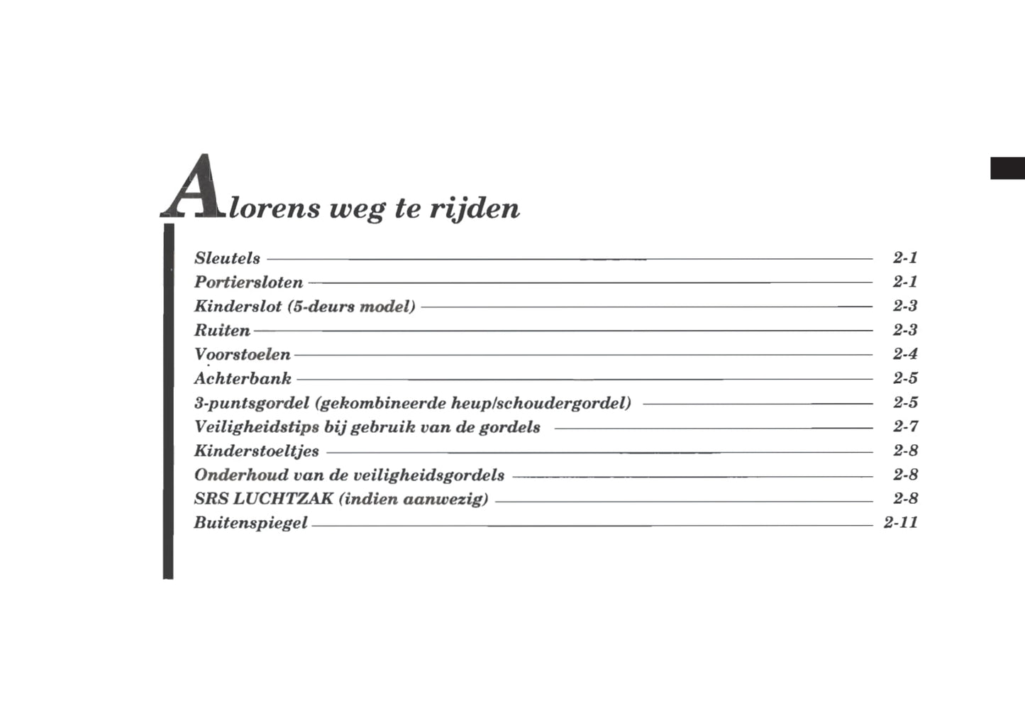 1995 Subaru Vivio Gebruikershandleiding | Nederlands