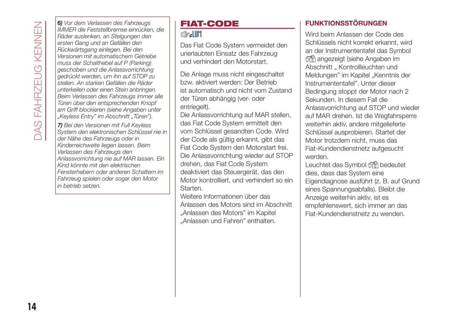 2016-2017 Fiat 500X Owner's Manual | German