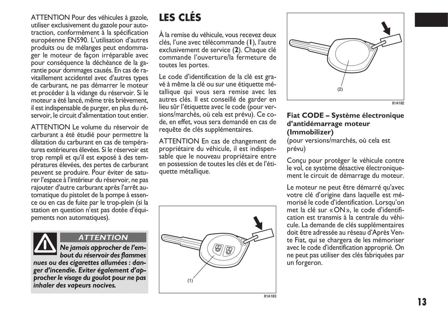 2012-2013 Fiat Sedici Manuel du propriétaire | Français