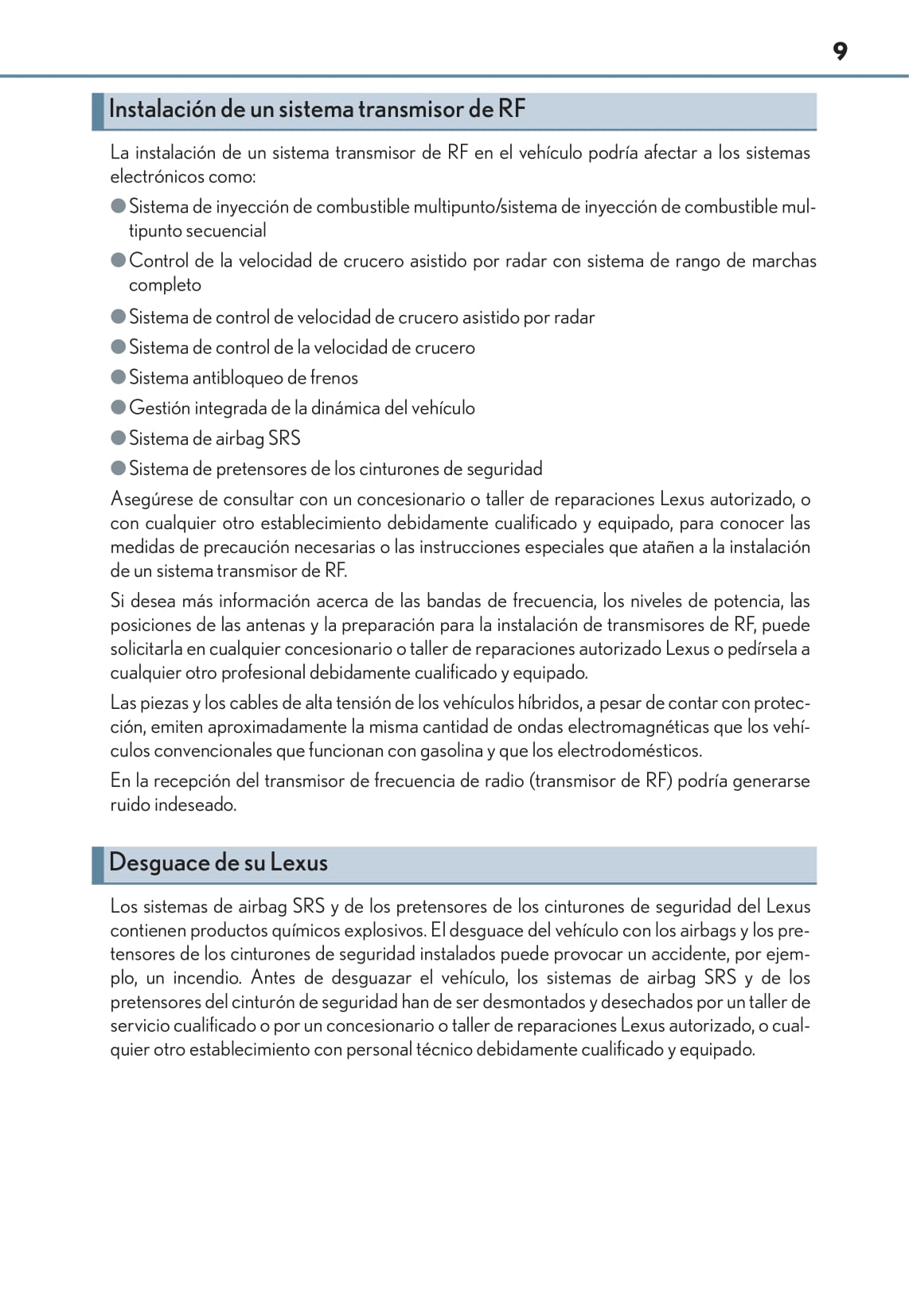 2012-2016 Lexus GS 300h/GS-F Manuel du propriétaire | Espagnol