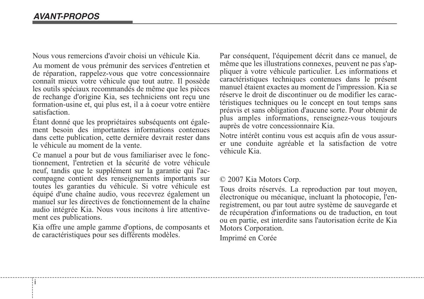 2007-2008 Kia Sportage Manuel du propriétaire | Français