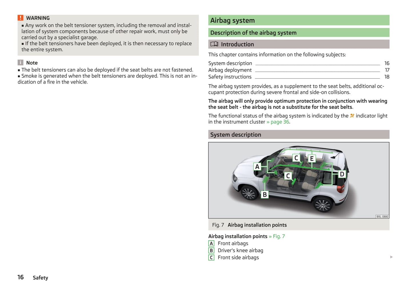 2016-2017 Skoda Yeti Gebruikershandleiding | Engels