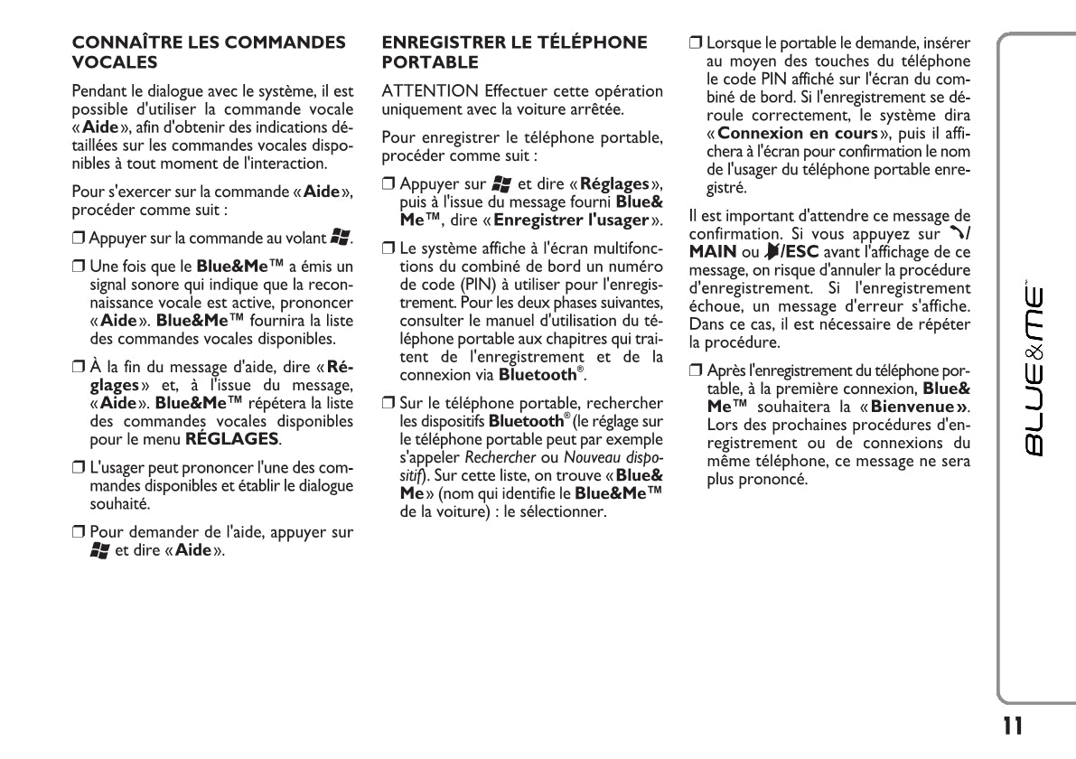 Fiat Qubo Blue&Me Guide d'utilisation 2008 - 2016