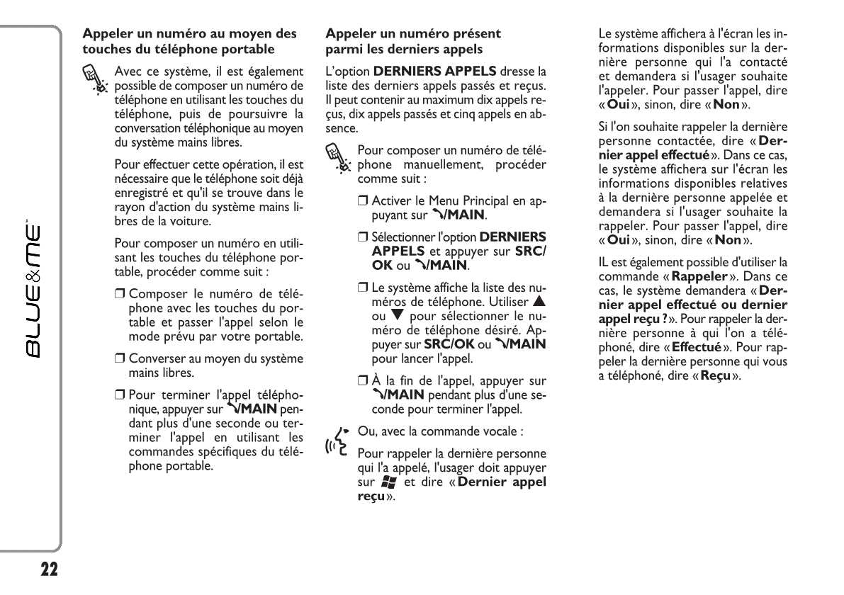 Fiat Qubo Blue&Me Guide d'utilisation 2008 - 2016