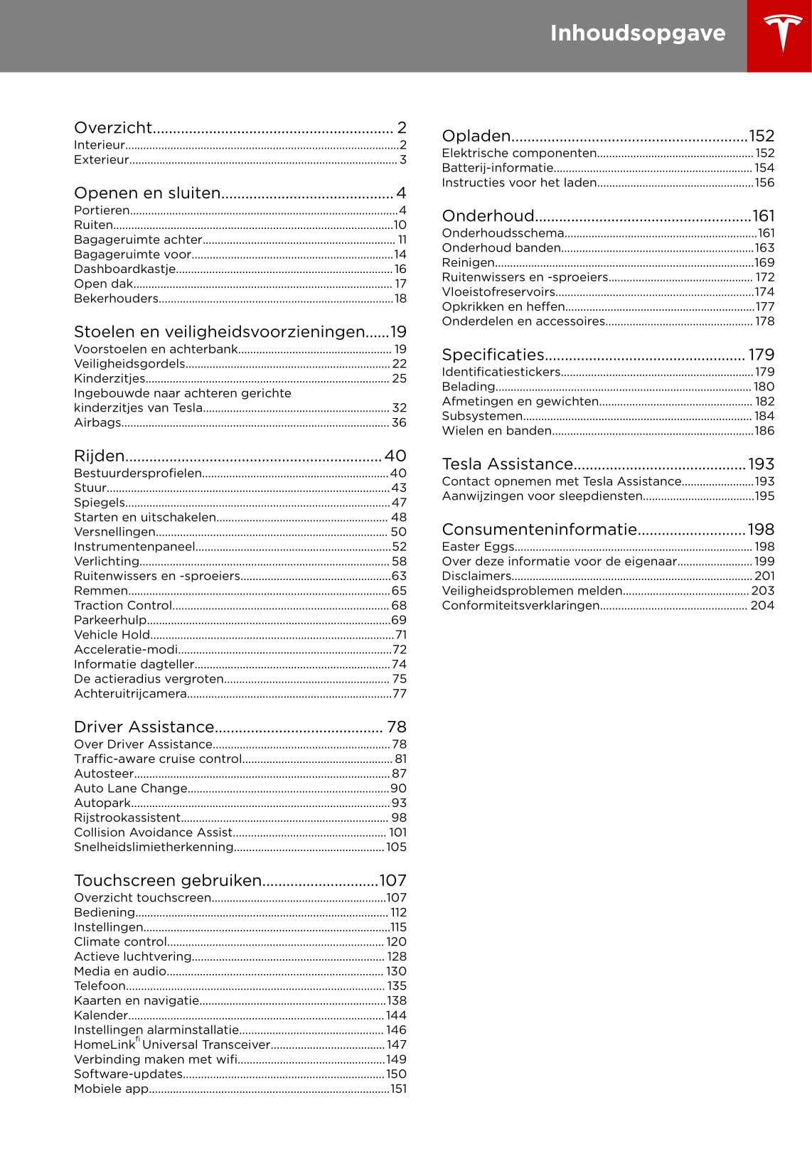 2016-2019 Tesla Model S Owner's Manual | Dutch