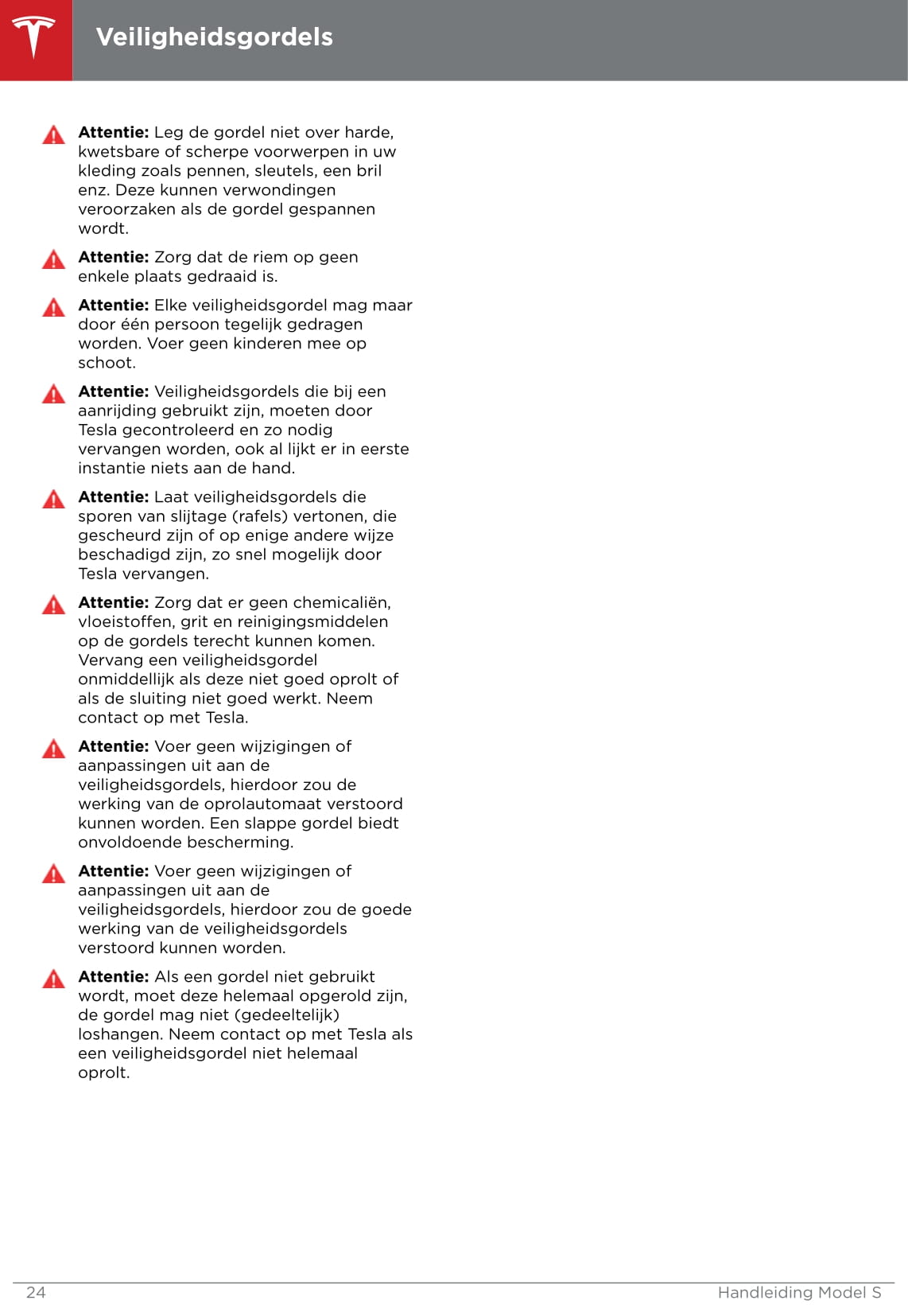 2016-2019 Tesla Model S Owner's Manual | Dutch