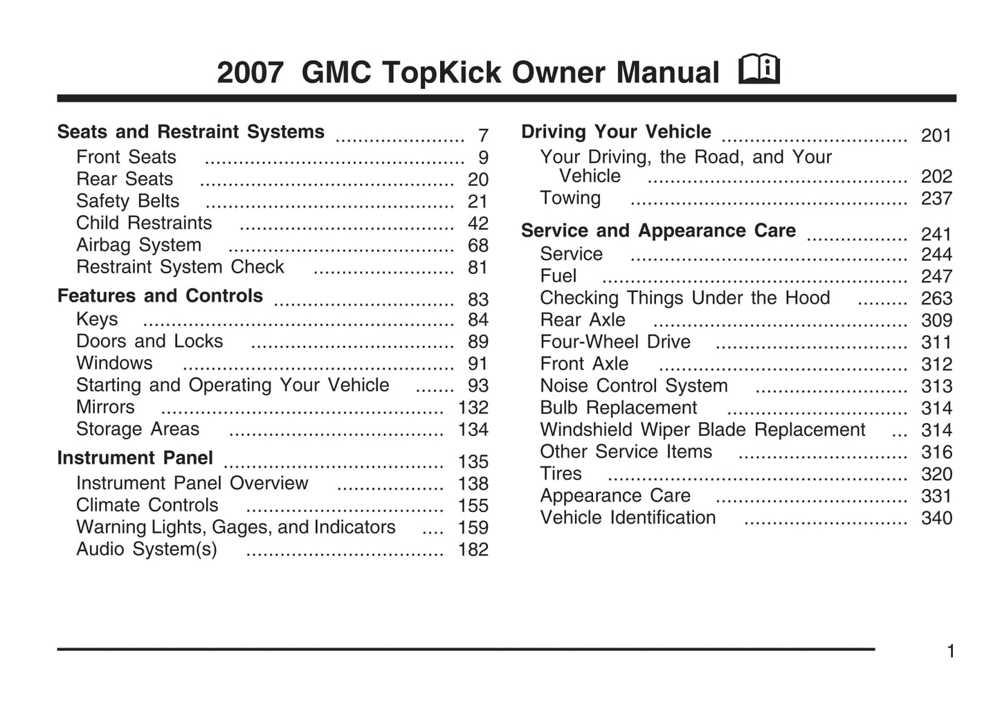 2007 GMC TopKick Manuel du propriétaire | Anglais
