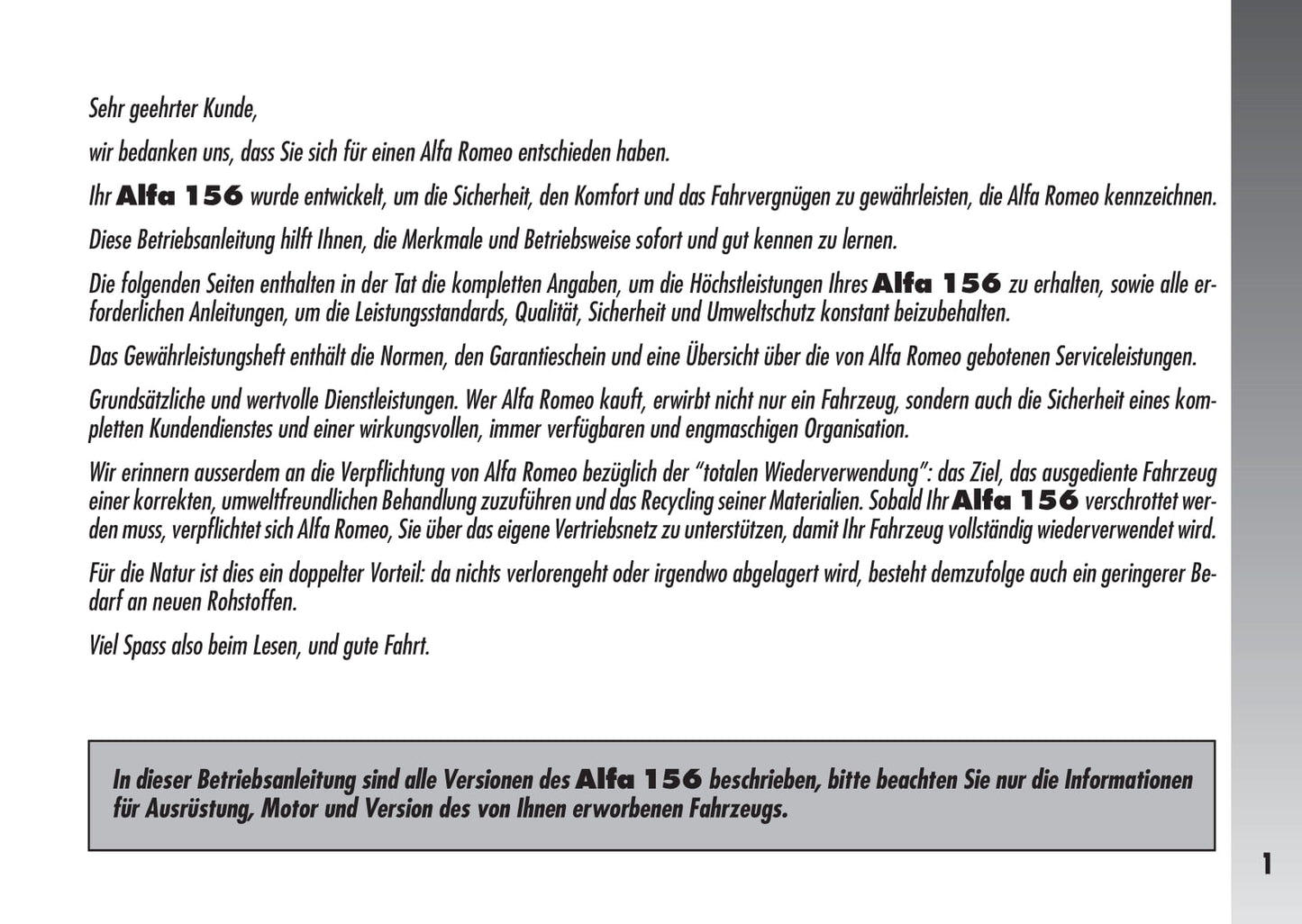 2003-2005 Alfa Romeo 156 Gebruikershandleiding | Duits