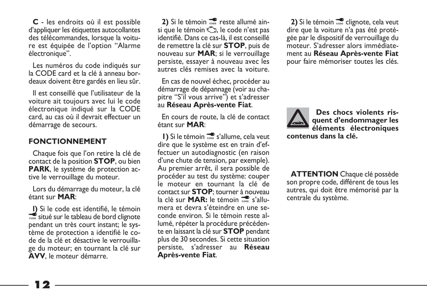 2003-2004 Fiat Barchetta Owner's Manual | French