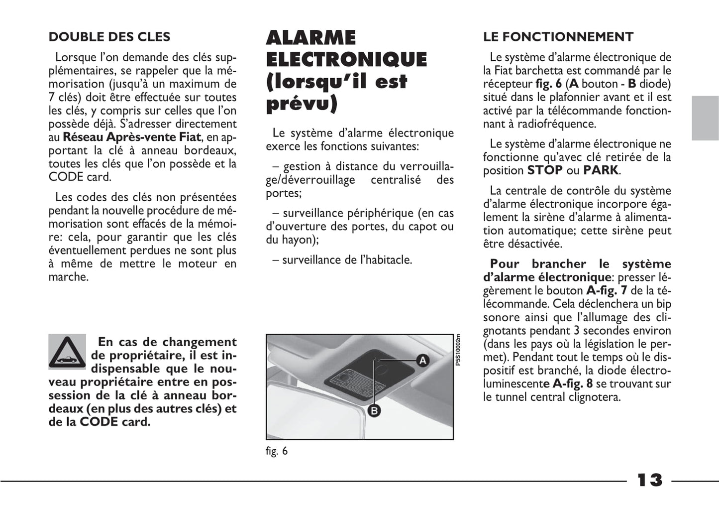2003-2004 Fiat Barchetta Owner's Manual | French