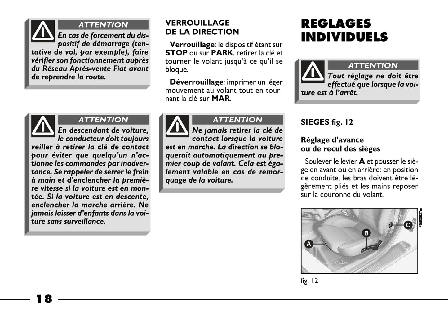 2003-2004 Fiat Barchetta Owner's Manual | French
