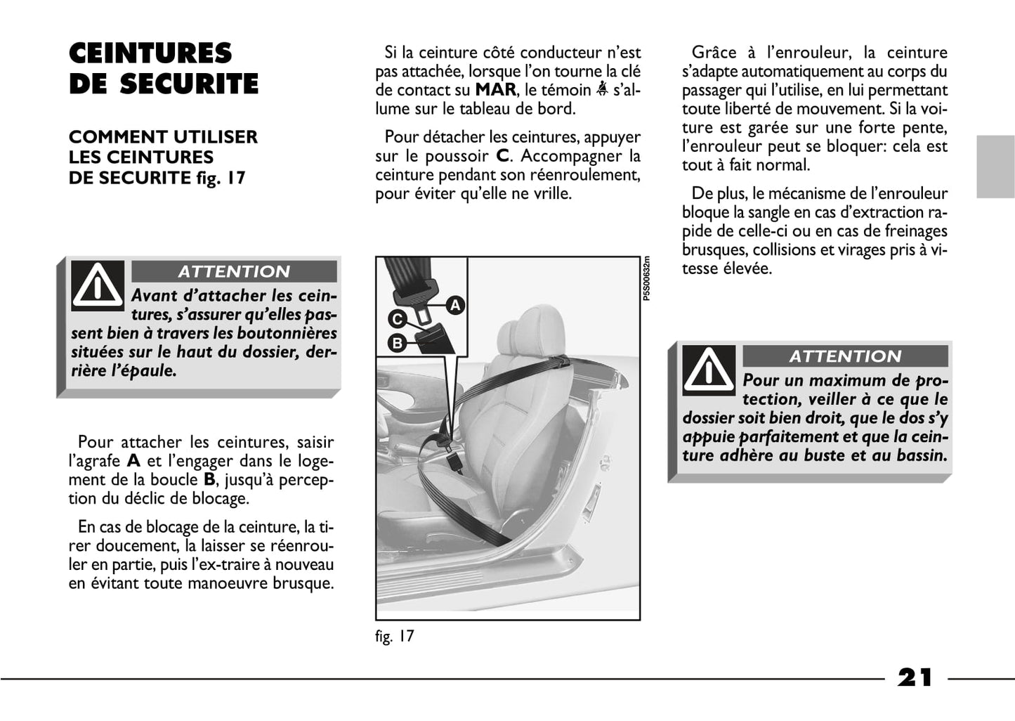 2003-2004 Fiat Barchetta Owner's Manual | French