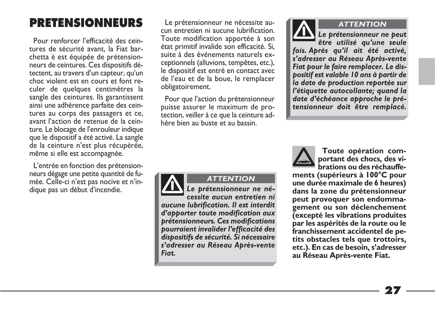 2003-2004 Fiat Barchetta Owner's Manual | French