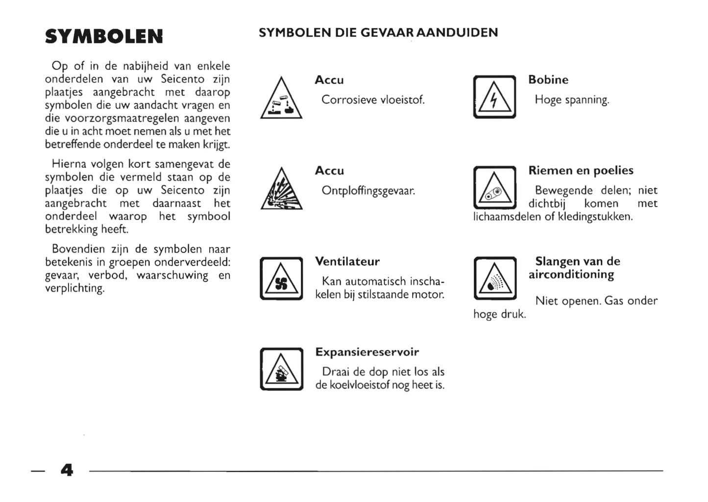 1999-2000 Fiat Seicento Bedienungsanleitung | Niederländisch