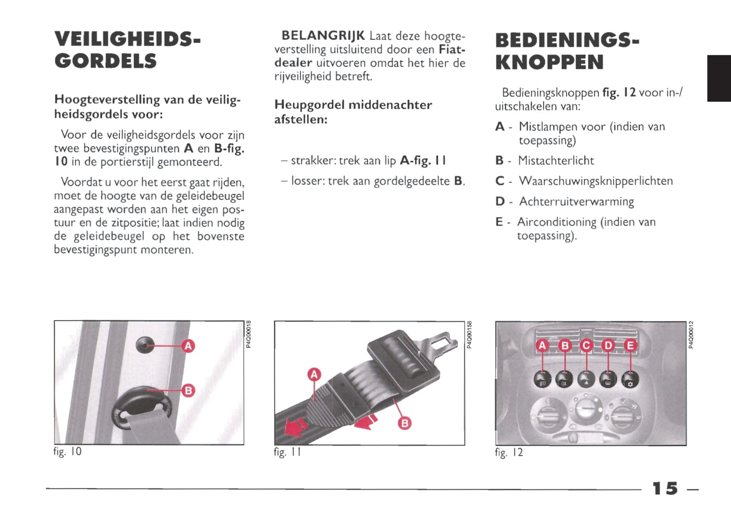 1999-2000 Fiat Seicento Bedienungsanleitung | Niederländisch