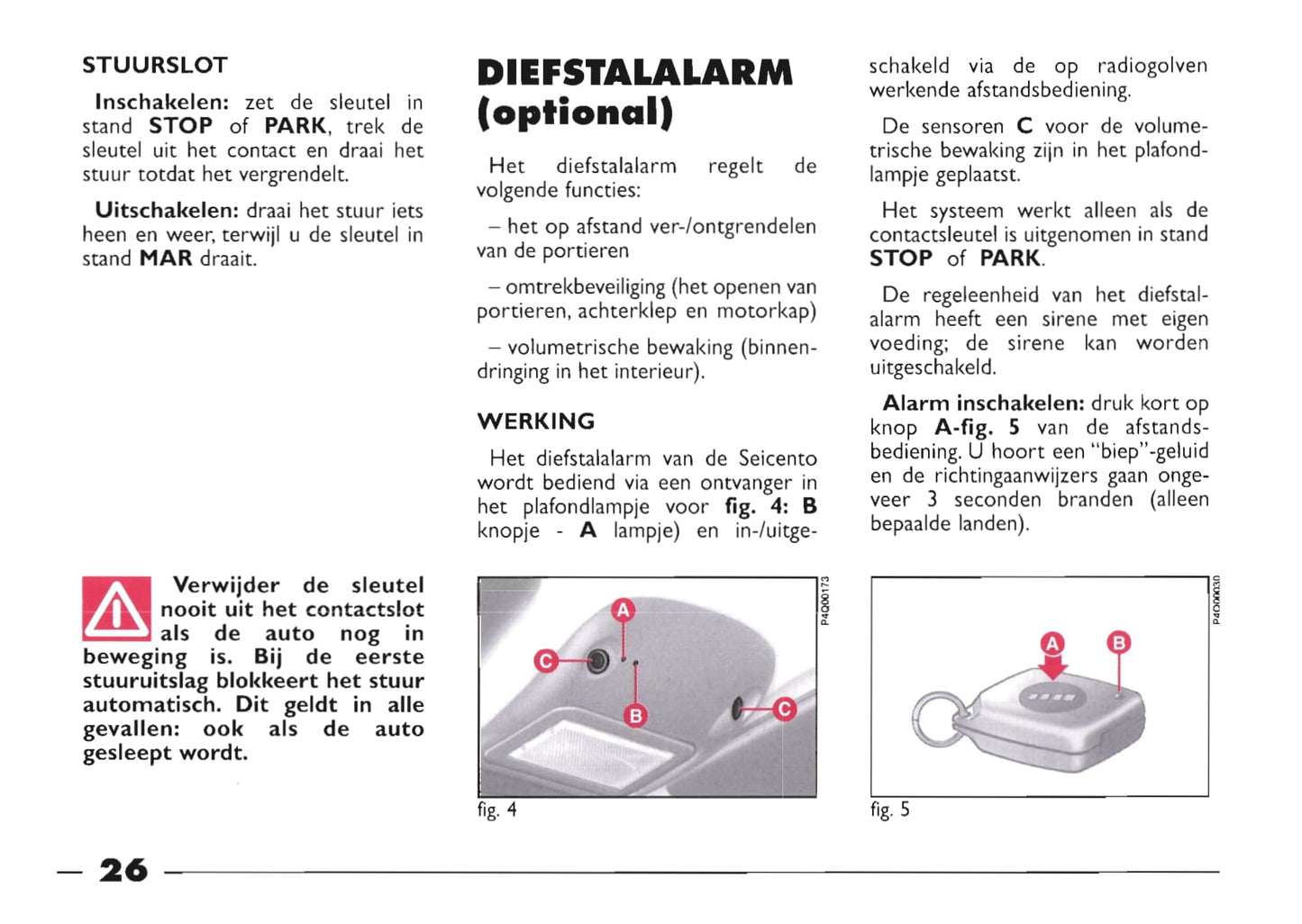 1999-2000 Fiat Seicento Bedienungsanleitung | Niederländisch