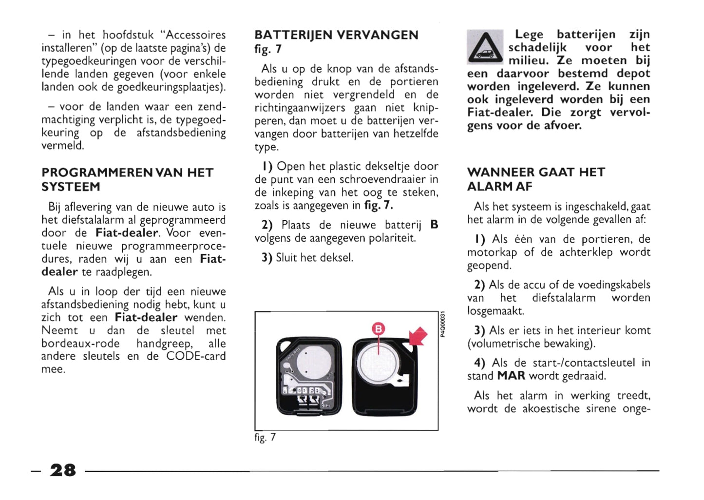 1999-2000 Fiat Seicento Bedienungsanleitung | Niederländisch