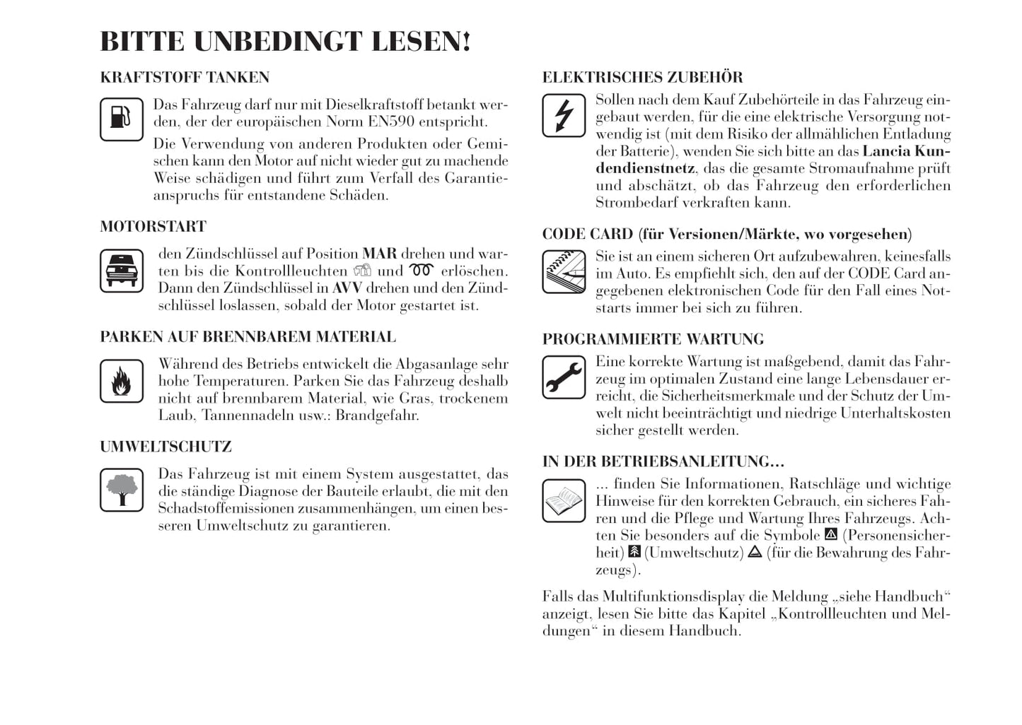 2011-2015 Lancia Delta Owner's Manual | German