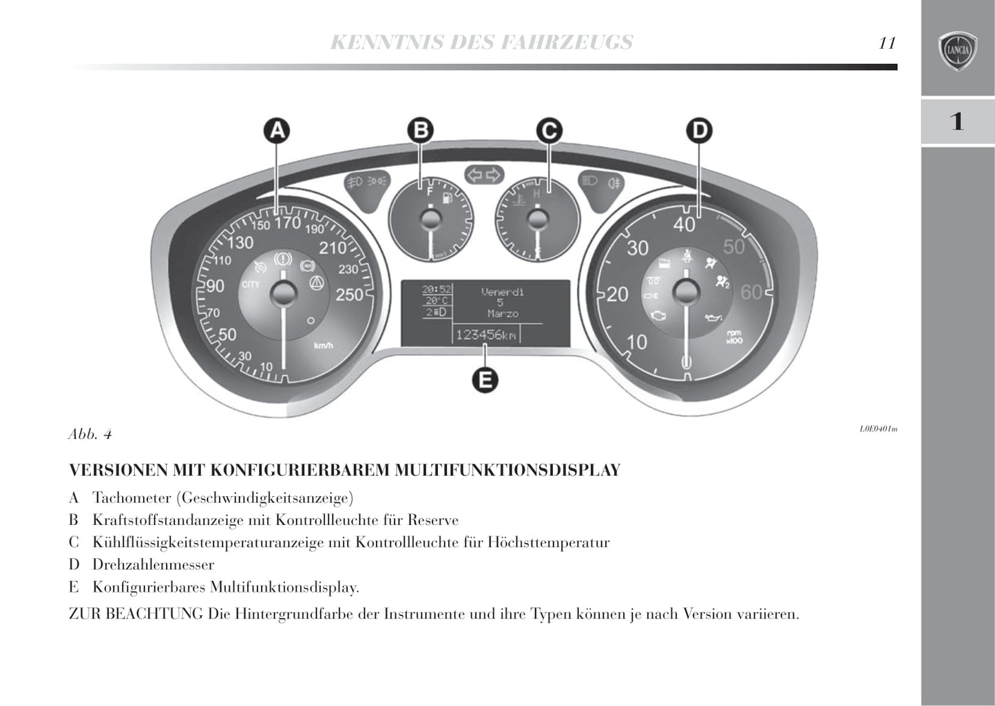 2011-2015 Lancia Delta Owner's Manual | German