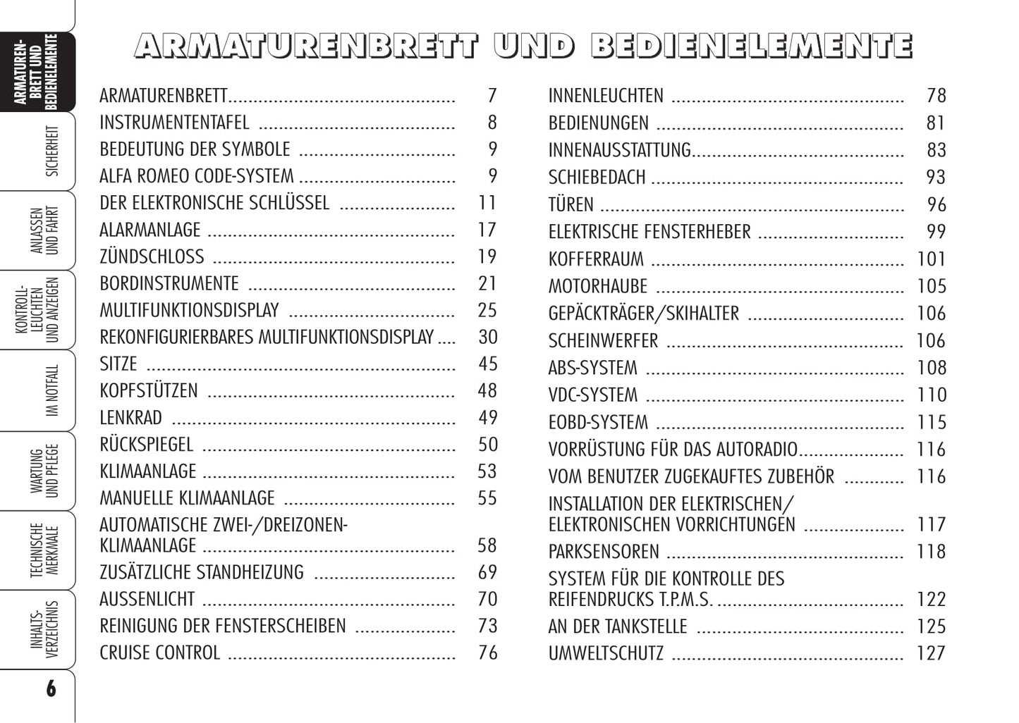 2008-2013 Alfa Romeo 159 Owner's Manual | German