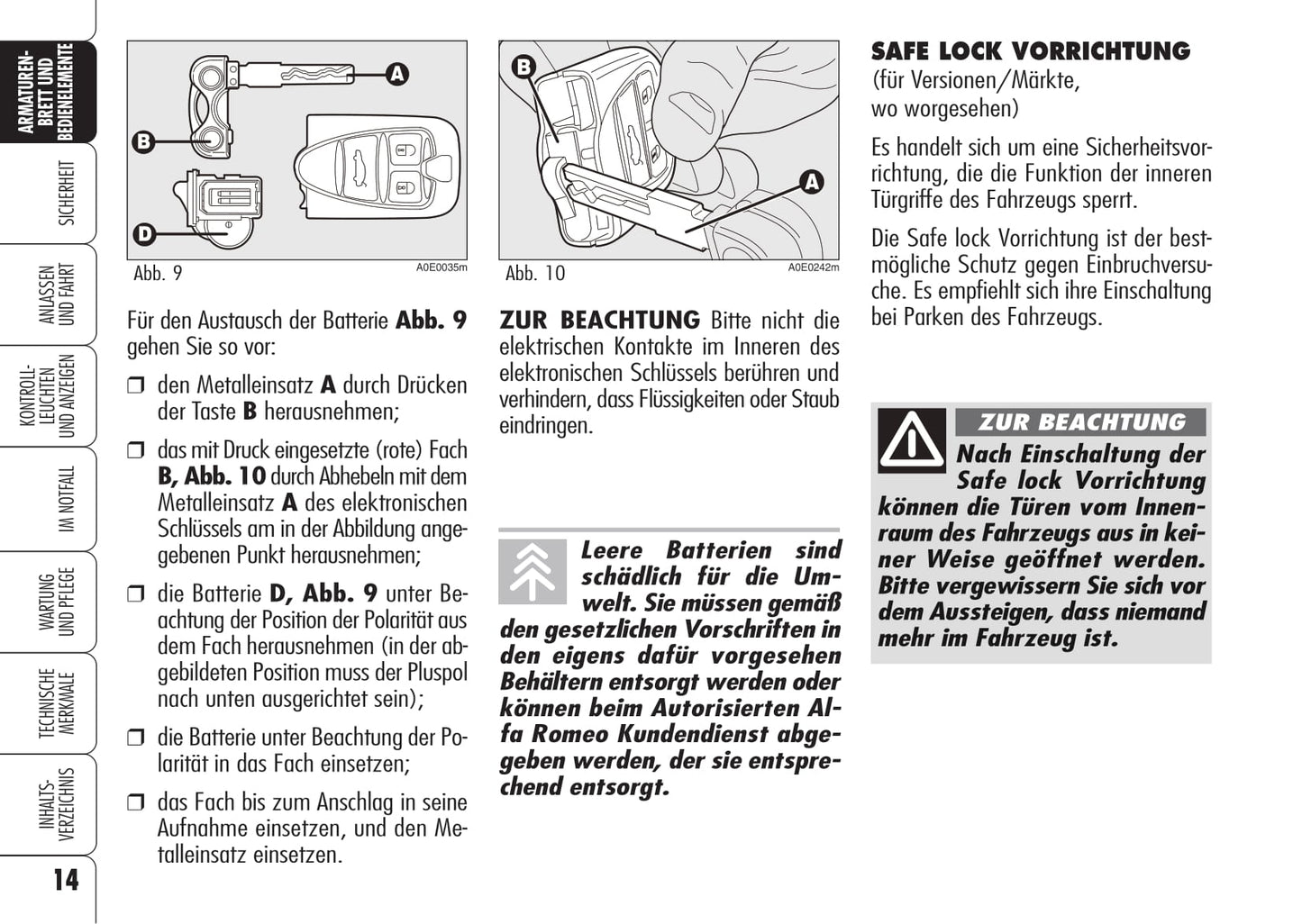2008-2013 Alfa Romeo 159 Owner's Manual | German