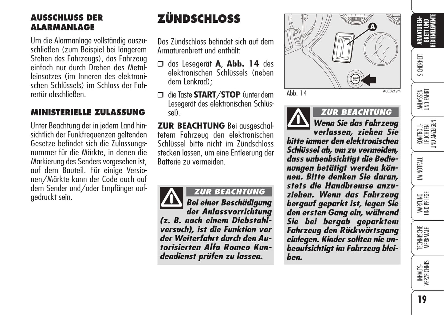 2008-2013 Alfa Romeo 159 Owner's Manual | German