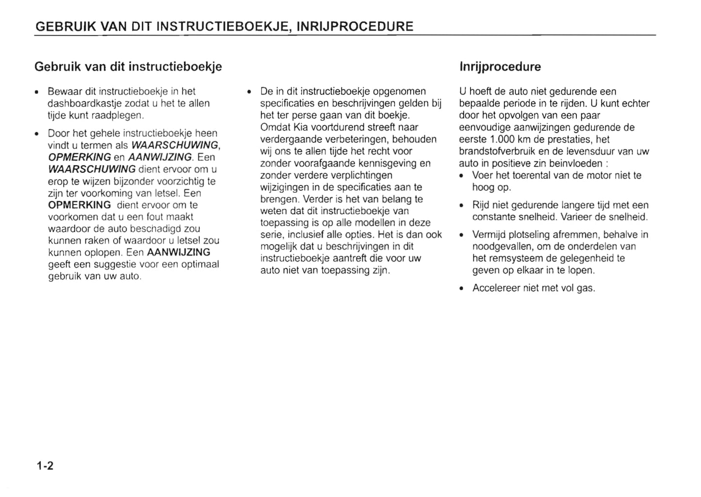 2002-2003 Kia Rio Owner's Manual | Dutch