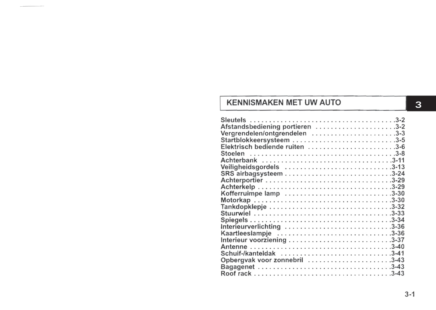 2002-2003 Kia Rio Owner's Manual | Dutch