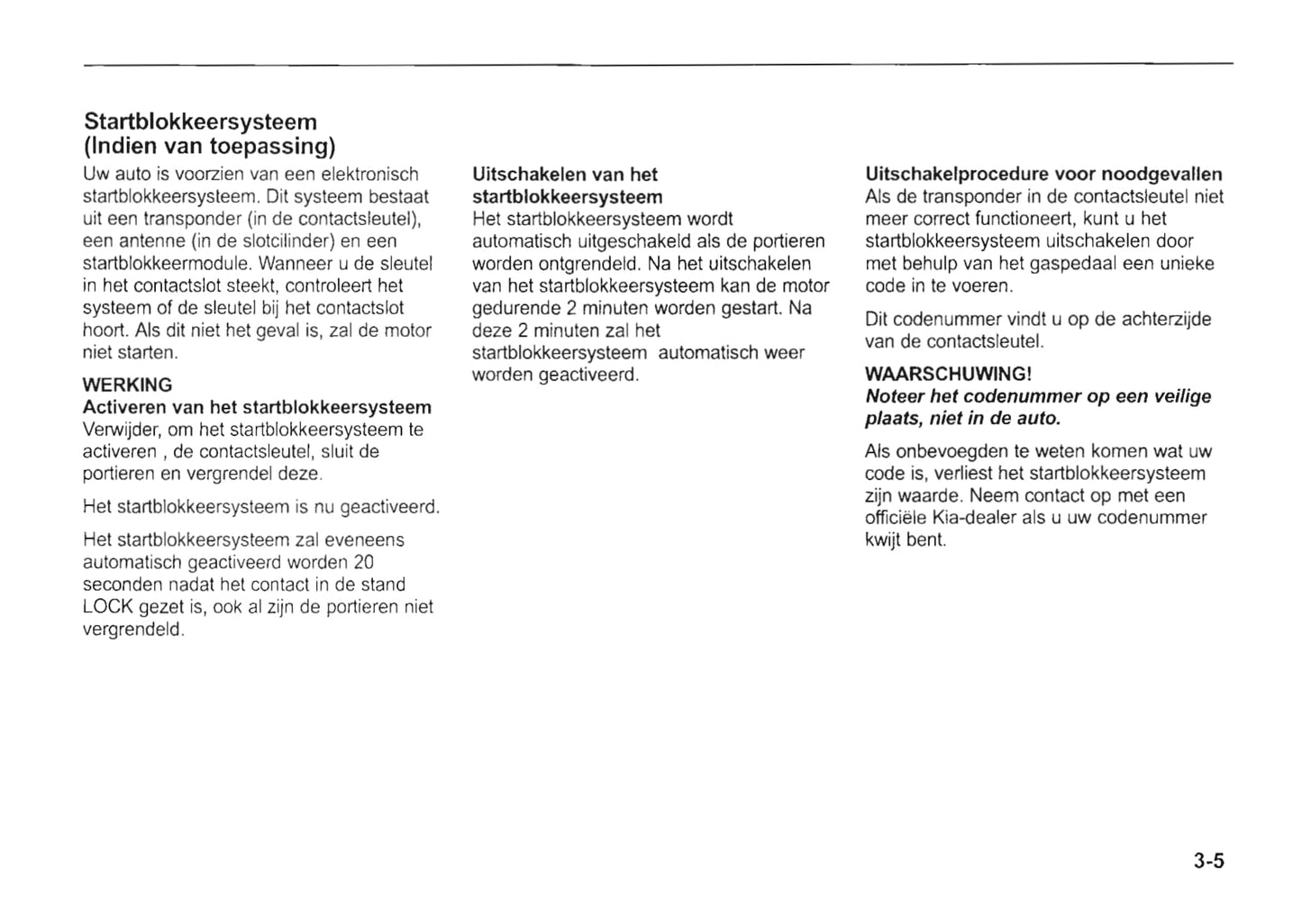 2002-2003 Kia Rio Owner's Manual | Dutch