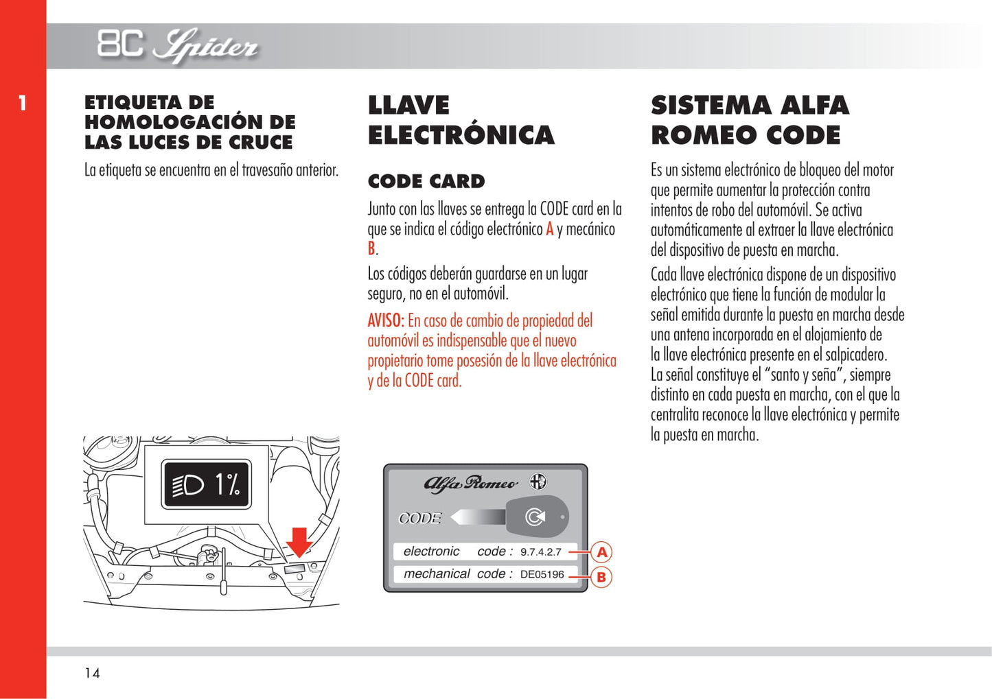 2010 Alfa Romeo 8C Manuel du propriétaire | Espagnol