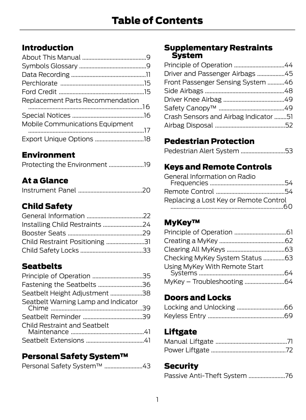 2020 Ford Escape Owner's Manual | English