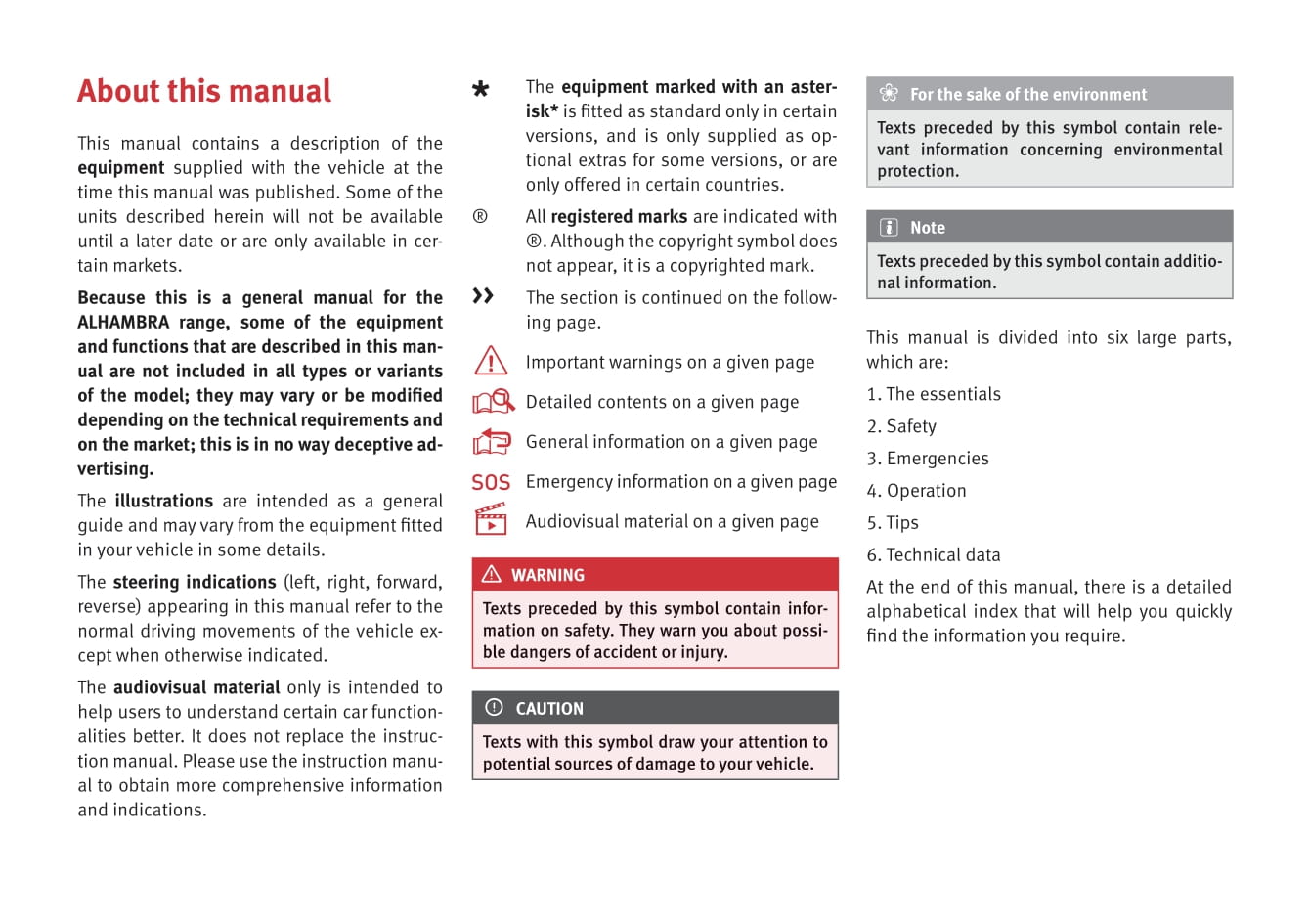 2016-2017 Seat Alhambra Owner's Manual | English