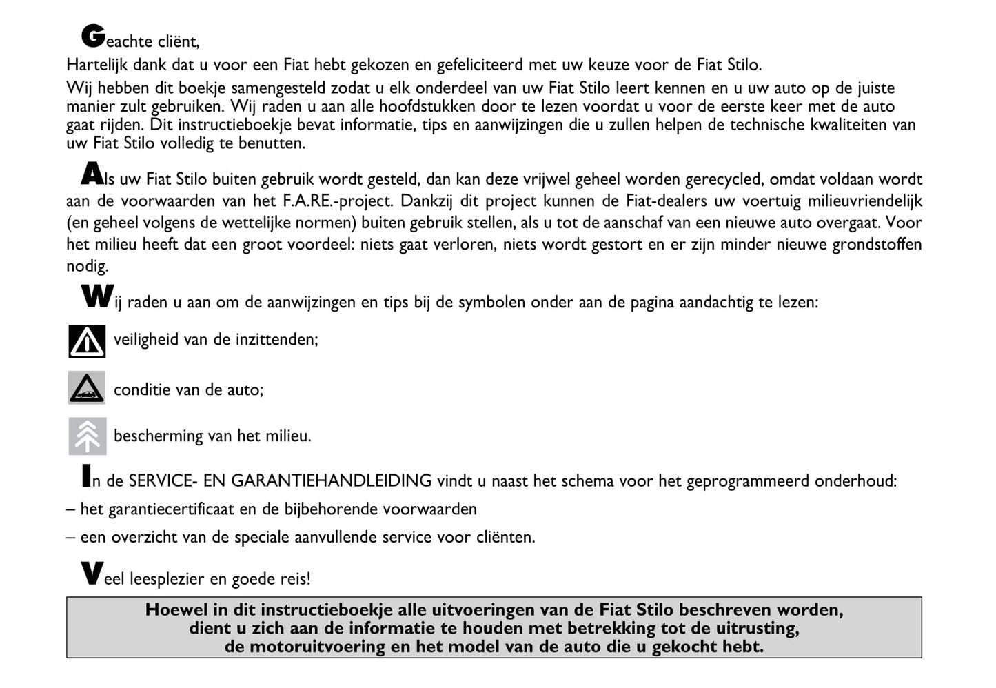 2003-2004 Fiat Stilo Owner's Manual | Dutch